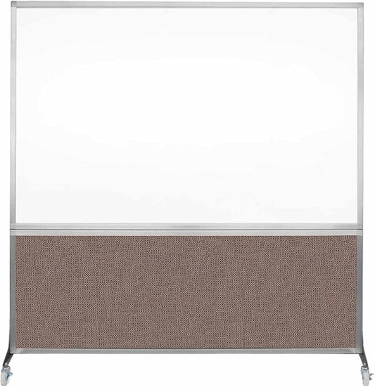 DivideWrite Mobile Whiteboard | Double Sided Dry Erase Board | Portable Office Cubicle Partition | Display for Classrooms, Conference Rooms, Meeting Areas and More | Latte Fabric 6' Wide X 6' Tall