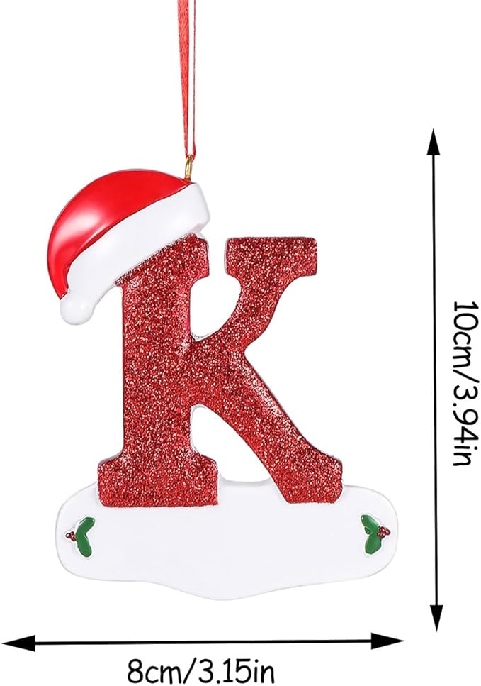 Personalized 26 Letters Ornaments for Christmas Tree 2025, Custom Christmas Ornament with Family Member's Names 3D Resin Xmas Hanging Pendant Original Gifts for Family Friends(K)