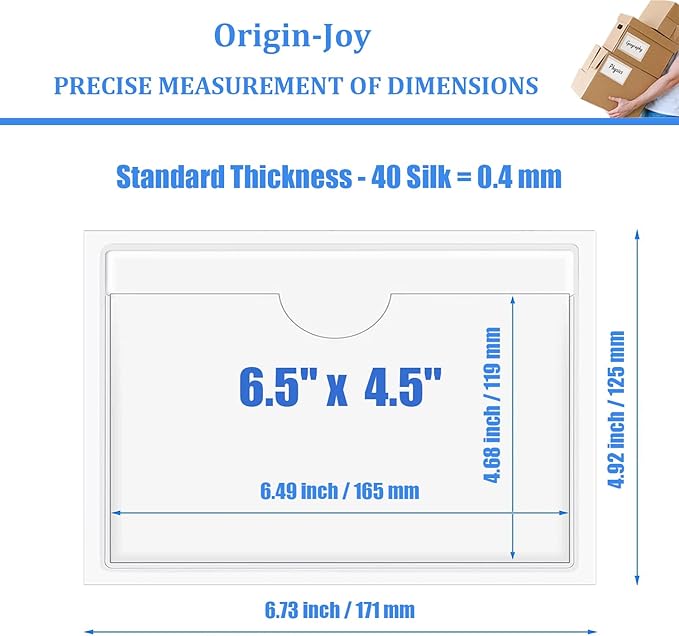 Origin-Joy 25 PCS Self-Adhesive Index Label Pockets, Clear Plastic Peel & Stick Card Holders with Top Open for Loading (6.5 x 4.5 inch)