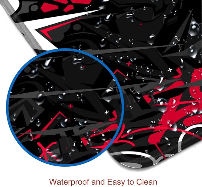 Mouse Pad Gaming, Large XXL Mouse Pads, Non-Slip Rubber Base Mousepad, Keyboard Mouse Mat Desk Pad with Stitched Edges, 31.5x11.8 inch Black Red