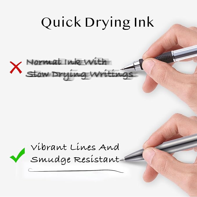 LINFANC 5 Pcs Gel Pens Ballpoint, Metal Barrel Medium Point 0.7 mm Quick Dry Black Ink Cute Pens for Journaling, Smooth Writing Gel Pen, Cute School Supplies Office Supplies Gifts for Men