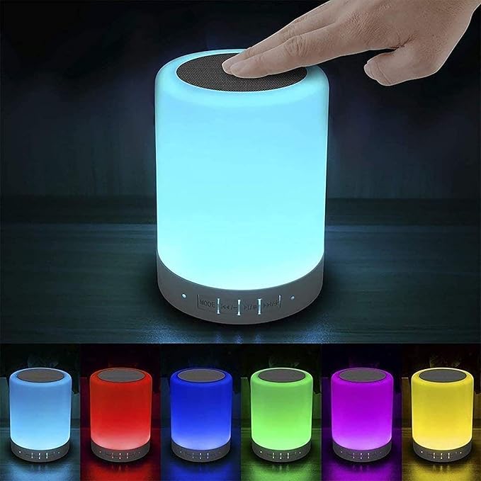 Elecstars Touch Bedside Lamp - with Bluetooth Speaker, Dimmable Color Night Light, Outdoor Table Lamp with Smart Touch Control, Best Gift for Men Women Teens Kids Children Sleeping Aid