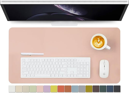 Leather Desk Mat - Non-Slip PU Desk Pad for Office and Home - Desk Organization and Accessories - Ideal for Large Mouse Pad and Desk Mats on Top of Desks (Pink,27.6"x 13.8")