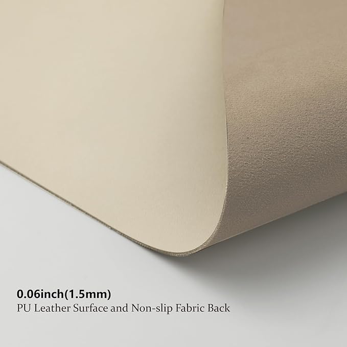 Leather Desk Mat - Non-Slip PU Desk Pad for Office and Home - Desk Organization and Accessories - Ideal for Large Mouse Pad and Desk Mats on Top of Desks (Beige,31.5"x 15.7")