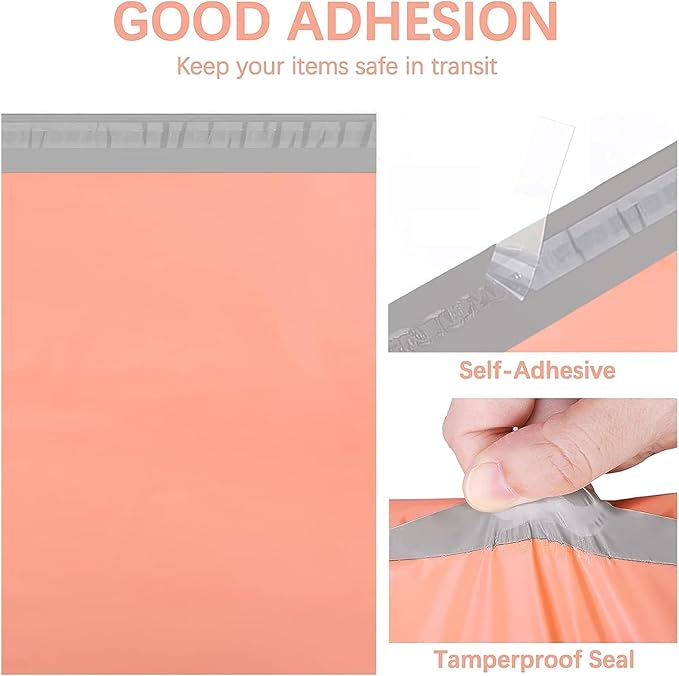 Metronic Poly Mailers 24x24 300 Pack, Self Seal Large Shipping Bags for Clothing, Waterproof Shipping Envelopes for Small Businesses, Flexible Mailers Poly Bags Plastic Bags Packages Bags Peach Pink