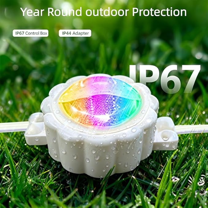 Outdoor Ground Lights 31FT Patio Decorations Smart Outdoor Christmas Lights with IC+RGB 20 Pathway Light IP67 Waterproof for Halloween Christmas Birthday Holiday Party APP/Remote Control