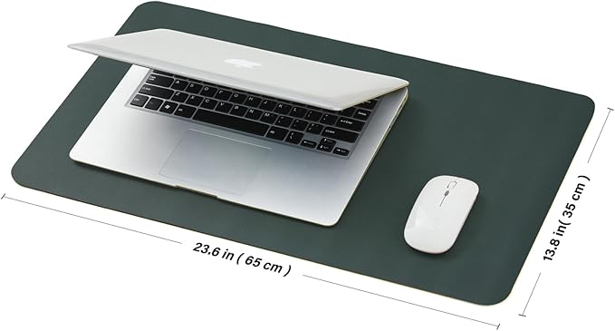 Leather Desk Mat - Small Non-Slip PU Desk Pad for Office and Home - Desk Organization and Accessories - Ideal for Large Mouse Pad and Small Desk Mats on Top of Desks (Dark Green,23.6"x 13.8")