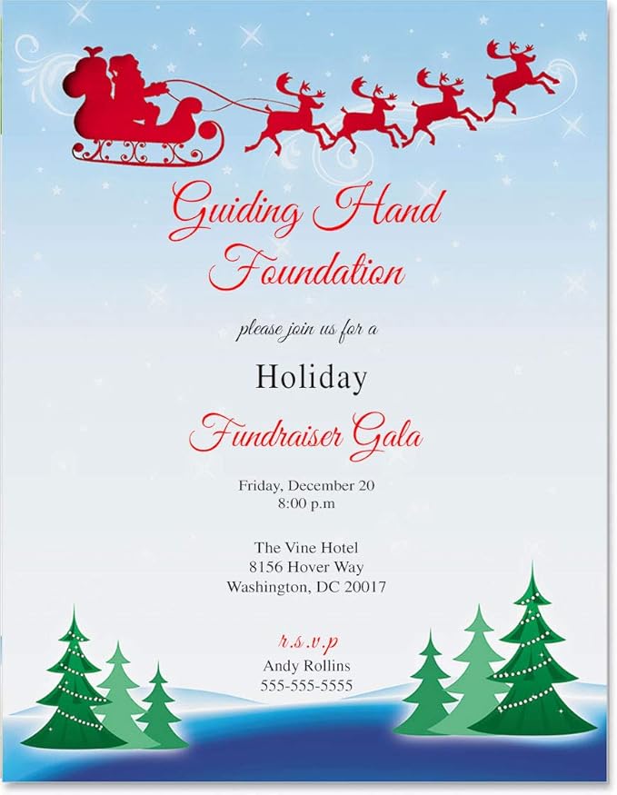 PaperDirect Red Flying Santa Sleigh Border Paper, Santa Sleigh Over Trees with Snowflake Background, 8.5 x 11, Acid-Free, Ideal for Invitations, Flyers, Crafts, Holiday Events, Cards, 25 Sheets