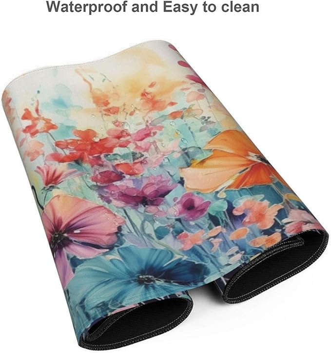 35.4 x 15.7 in, Waterproof XXL Large Mouse Pad for Desk, Extended Keyboard Mouse Mat for Computer Office, Big Laptop Mouse pad, Gaming Pc-Colorful Flowers