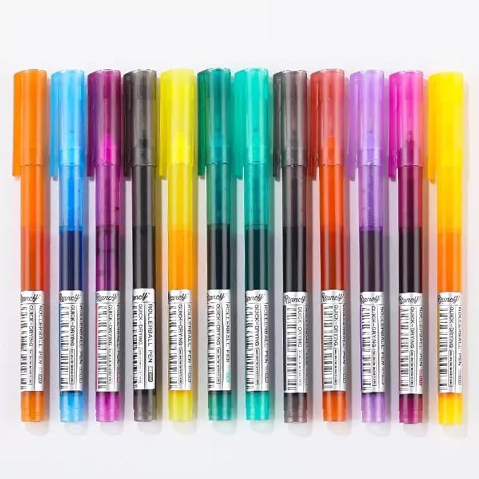 Liquid Ink Rollerball Pens 0.5mm, 12 Colors Ultra Fine Point Pen Quick Dry, Smooth Writing Cute Nurse Pens for Journaling, Note Taking, Office, School Supplies