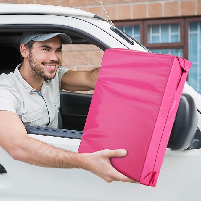 Metronic Poly Mailers 12x15.5 100 Pack Pink, Medium Size Shipping Bags for Clothing, Strong Self-Seal Mailers Poly Bags Shipping Envelopes, Thick Mailing Bags Package Bags for Small Business Shipping