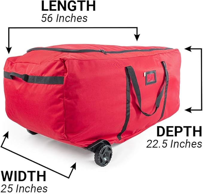 [Rolling Duffle Bag Tree Storage Bag] - Big Wheeled 9 Foot Christmas Tree Storage Bag for Artificial Trees up to 9 Feet Tall - Compression Straps to Secure Your Tree | EZ Roller by Santa's Bags
