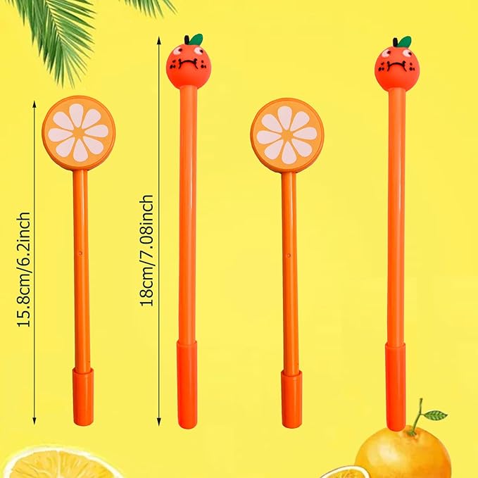 40 Pcs Cute Orange Gel Ink Pens Fun Kawaii Pens Fruit Writing Pens 0.5 mm Black Ink Cool Pens Novelty Fun Pens for Kids School Office Home Supplies Student Present(Cute Orange)