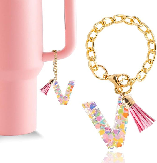 Letter Charm Accessories for Stanley Cup 1 PCS Cute Initial Keychain Handle Charm for Stanley Tumbler for Women