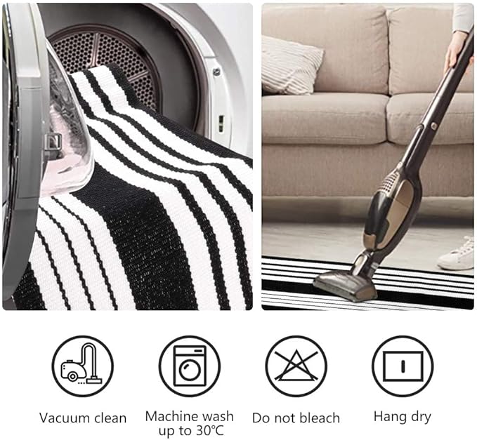 OJIA Christmas Front Door Mats Outdoor 27.5x43 Inches, Black and White Outdoor Rugs Cotton Woven Front Door Rug Machine Washable Layered Doormats for Porch/Farmhouse/Kitchen/Entryway/Patio