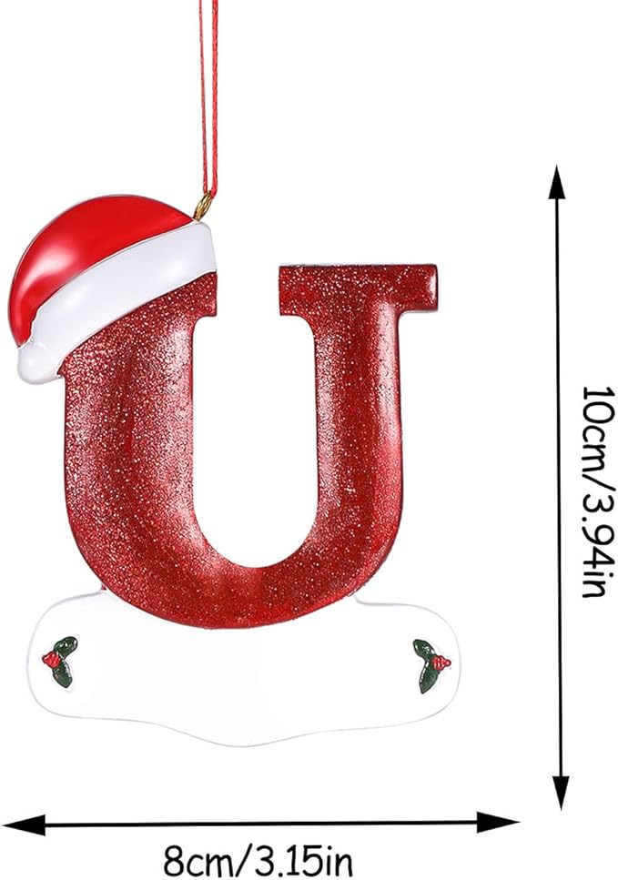 Personalized 26 Letters Ornaments for Christmas Tree 2025, Custom Christmas Ornament with Family Member's Names 3D Resin Xmas Hanging Pendant Original Gifts for Family Friends(U)