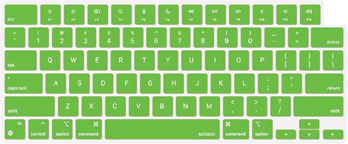 MOSISO Keyboard Cover Skin Compatible with MacBook Air 15 inch M3 A3114 M2 A2941/Air 13.6 A3113 A2681/Pro 14/16 M4 M3 M2 M1, Lime Green