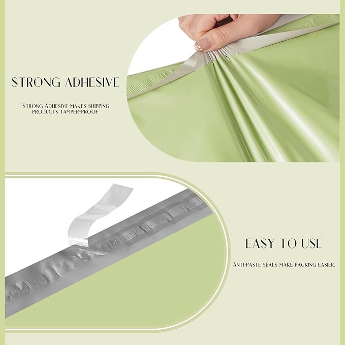 Metronic Poly Mailers 10X13 100PC, Sturdy Shipping Bags for Small Business, Waterproof Mailers Poly Bags, Strong Adhesive Shipping Envelopes for Clothing, Efficient Mailing Envelopes in Avocado Green