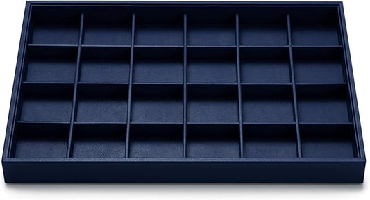 Oirlv Stackable Premium Leather Jewelry Trays 24 Grid Jewelry Organizer for Drawer Rings Earrings Holder Organizer