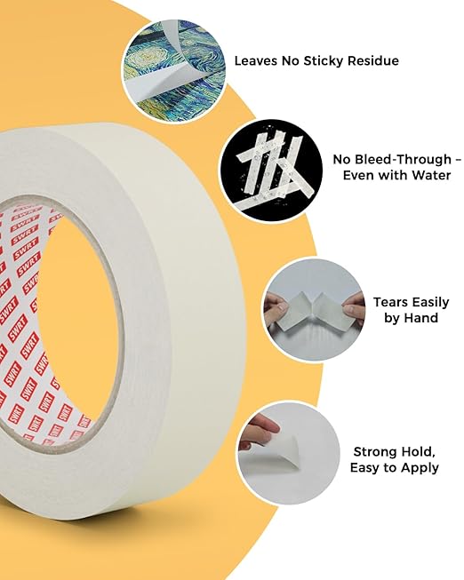 SWRT 48 Rolls Masking Tape 1 Inch x 55 Yards, 2640 Yards Total – Bulk Value Pack with Strong Adhesion & Clean Removal, Easy Tear Painter’s Tape for Multi-Surface Painting, Labeling & Crafts