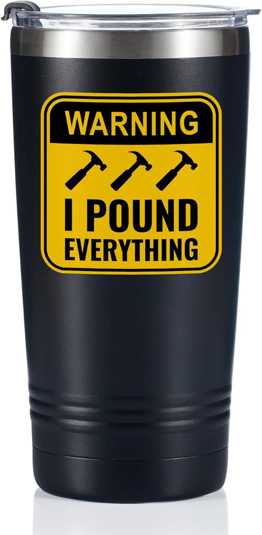 Onebttl Construction Worker Gifts Tumbler Coffee Mug, Stainless Steel Insulated, with Lids, 590ml/20oz - Pound Everything