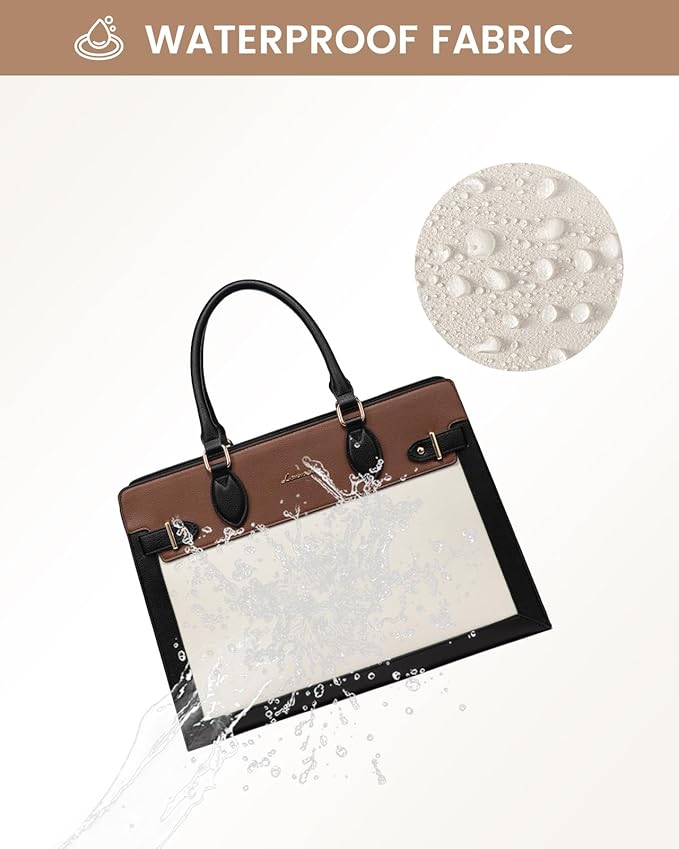 LOVEVOOK Laptop Bag for Women 17 Inch Work Tote, Business Computer Briefcase, PU Leather Tote Bag for Teacher, Office Shoulder Tote Purse