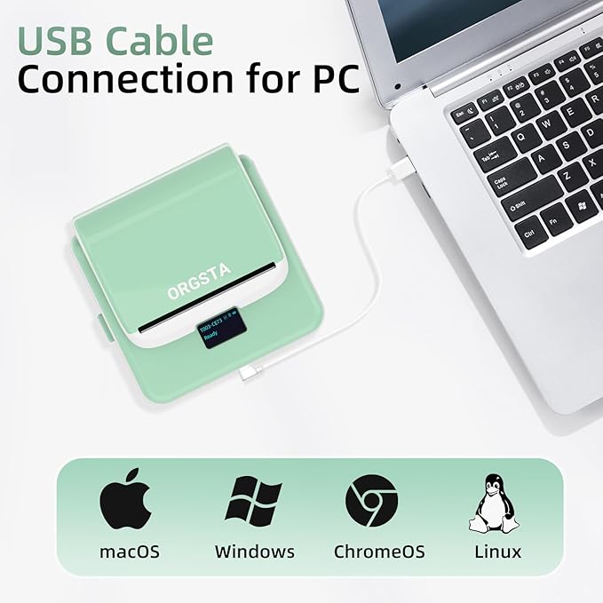 ORGSTA Label Maker Machine with Tape, T003 Thermal Label Maker, 2 Inch Bluetooth Label Printer Compatible with Phone & PC, Sticker Printer Barcode Thermal Maker for Small Business, Home, School