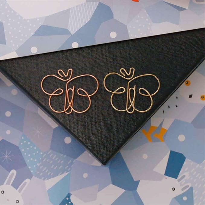 OWLFAVO 28pcs Butterfly Shape Cute Paper Clips Rose Gold and Yellow Gold, Funny Paperclips Bookmarks Planner Clips for Fun Office Supplies School Gifts Wedding Decoration