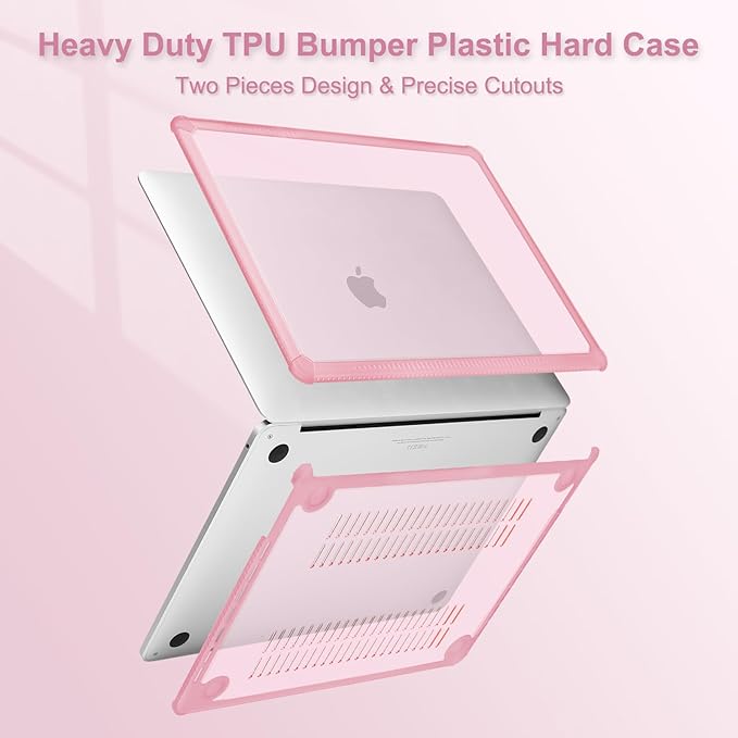 MOSISO Compatible with MacBook Pro 13 inch Case M2 2025-2016 A2338 M1 A2251 A2289 A2159 A1989 A1708 A1706, Anti-Cracking Heavy Duty Plastic TPU Bumper Hard Case&Keyboard Skin&Screen Film, Chalk Pink