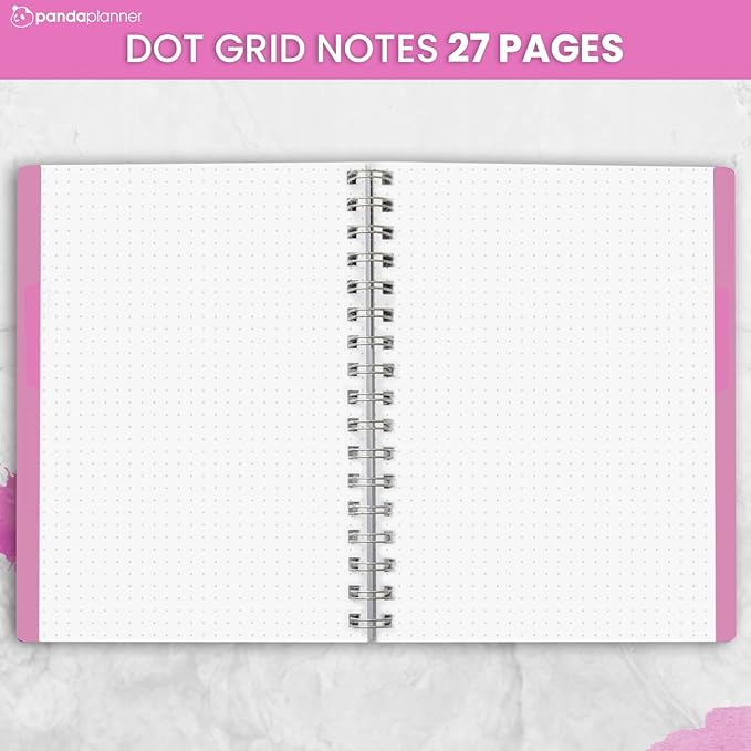 Panda Planner 2025-2026 Undated Weekly Planner, Weekly To Do List Notebook with Spiral Binding - 5.75” x 8.25”, 52 Weeks - Undated Planner with Habit Tracker Notebook for Home, School & Office (Pink)