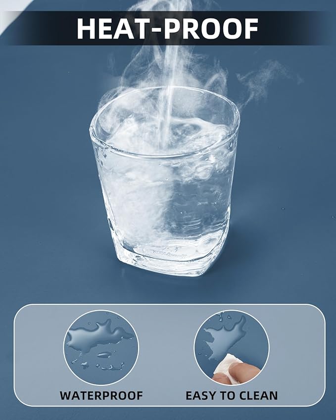 Leather Desk Protector, Non-Slip PU Laptop Mat, Waterproof Writing Pad for Office/Home (31.5"x15.7", Grey Blue)