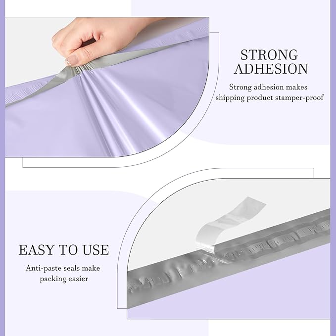 Metronic Large Poly Mailers 24x24 100 Pcs, Strong Adhensive Shipping Bags for Clothing, Waterproof Mailers Bags for Small Business, Shipping Envelopes, Tear-resistant Mailing Bags in Lilac Purple