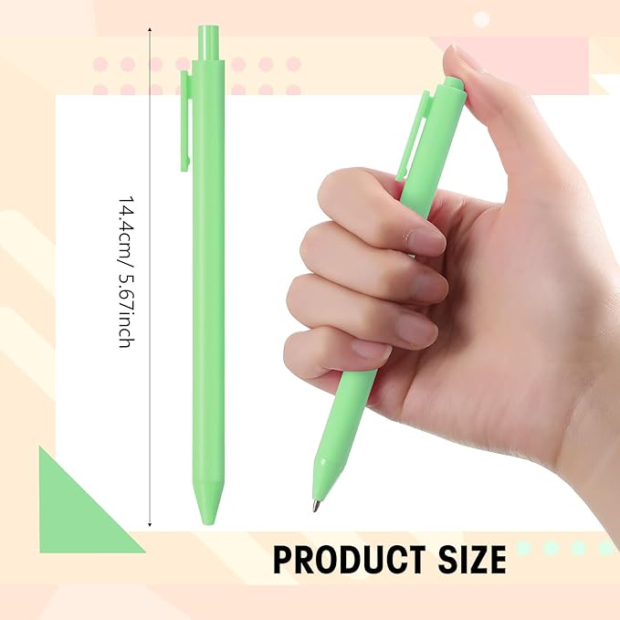 Teling 100 Pcs Ballpoint Pens Retractable Comfortable Cute Stylish Writing Pens in Medium Point 1.0 mm for Office Supplies(Light Green)