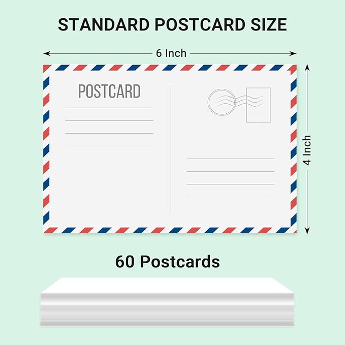 MaxGear Postcards for Mailing, 4" x 6" Cardstock Paper Postcard Paper, Blank Postcard Christmas Card, 300 GSM Thank You Postcards Printable Post Cards, 60 Pack White Blank Post Cards Bulk