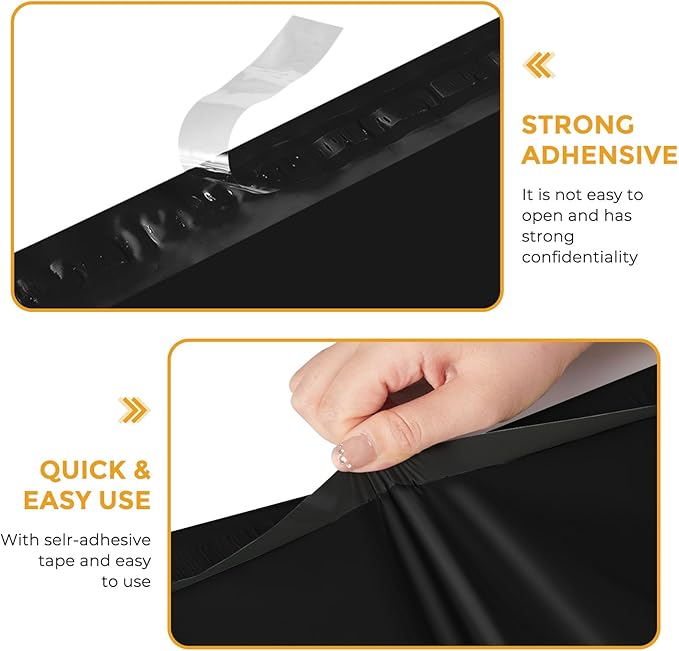 Metronic Poly Mailers 10X13 1000 Pack, Strong Adhesive Shipping Envelopes for Clothing, Medium Shipping Bags for Small Businesses, Waterproof Mailers Poly Bags (Black, 10x13 1000PC)