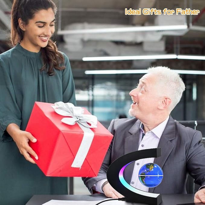 Magnetic Levitating Globe with LED Light, Cool Tech Gift for Men Father Boys and Girls, Birthday Gifts for Kids, Floating Globes World Desk Gadget Decor in Office Home Display (Blue)