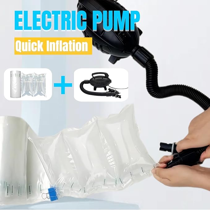 Packing Air Pillows for Shipping 300 Count Inflatable Packaging Air Bags with Pump, Purse Fillers for Shape Space Saving Air Cushion Package Alternative to Packing Peanuts, 3.54'' x 7.87''