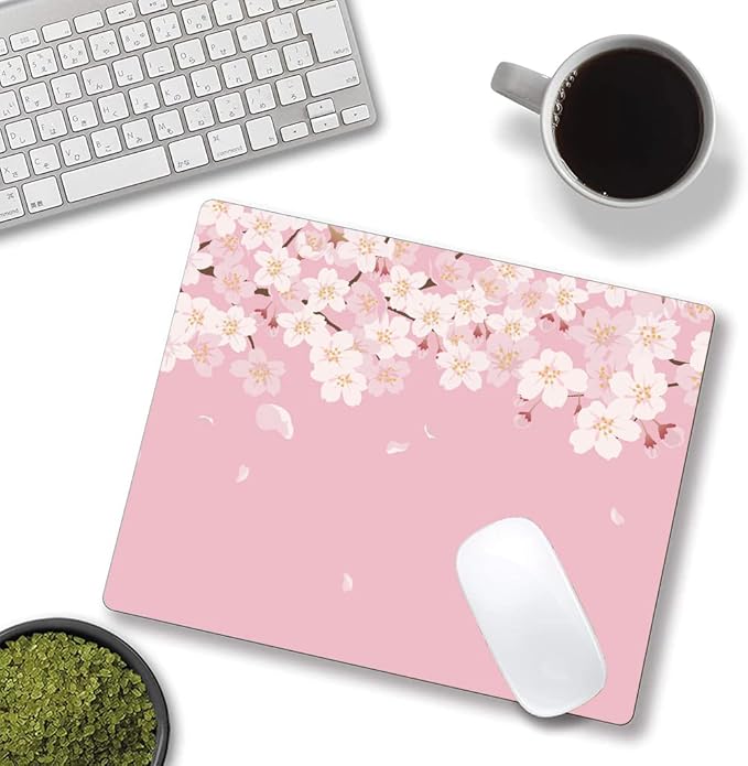 Mouse Pad, Premium-Textured Mouse Mat, Non-Slip Rubber Base Mousepad for Laptop, Computer & PC,9.5×7.9 in,Cherry Blossom Flower