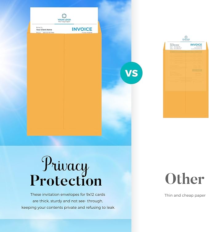 ACSTEP 100Pack Brown Envelopes Self Seal 10x13 Large Brown Kraft Catalog Envelopes, 10x13 Vanilla Envelopes for Mailing