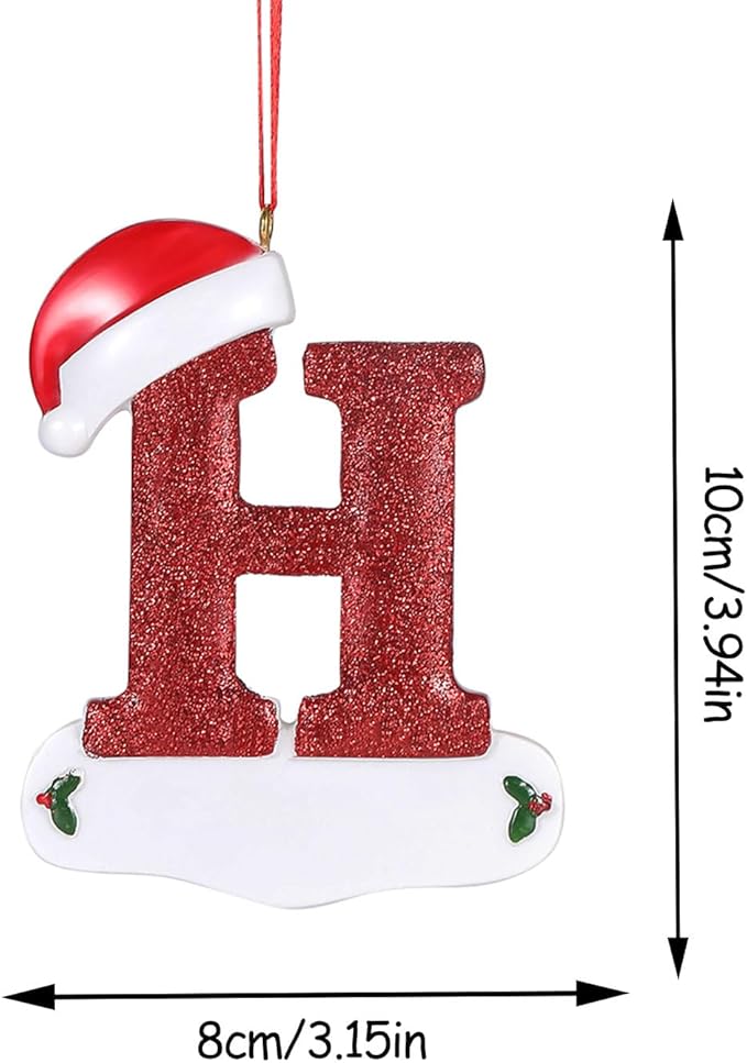 Personalized 26 Letters Ornaments for Christmas Tree 2025, Custom Christmas Ornament with Family Member's Names 3D Resin Xmas Hanging Pendant Original Gifts for Family Friends(H)