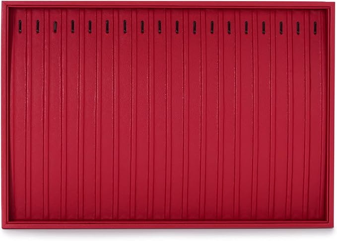 Oirlv Gorgeous Red Leather Jewelry Tray Necklace Bracelet Long Chain Storage Stackable Necklace Trays Jewelry Drawer Organizer