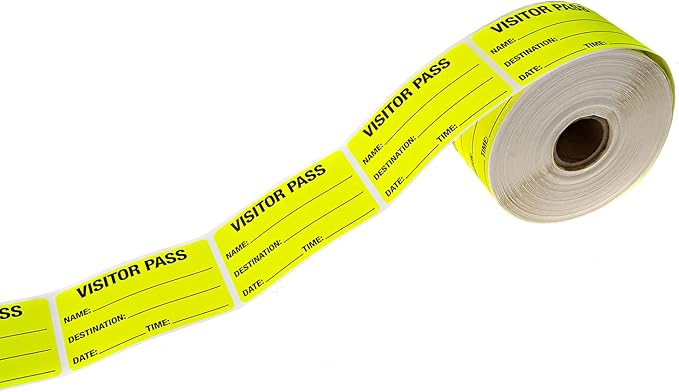 Chartreuse Visitor Pass / 500 Fluorescent Yellow ID Labels/Safety Identification Badge Stickers