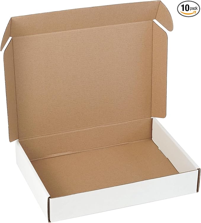 10 Pack 11"x8"x2" inch Small Shipping Boxes White Corrugated Cardboard Box for Small Business, Mailer, Shipping, and Packing