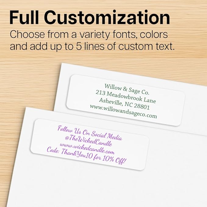 Personalized Address Labels - White or Clear Return Address Label on Sheets 2.5" x 0.75", Letter Stickers for Envelopes, Customizable Labels for Home or Office Use (200-500 Labels)