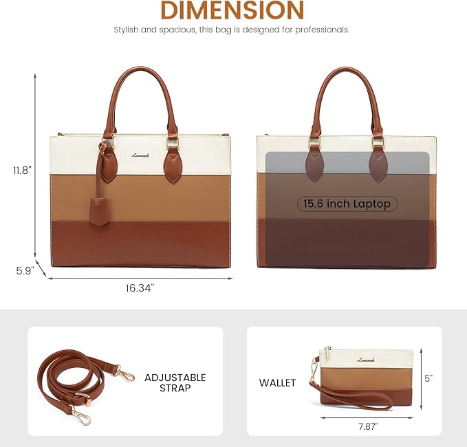 LOVEVOOK Laptop Tote Bag for Women, Work Totes Business Office Computer Briefcase with Clutch Purse