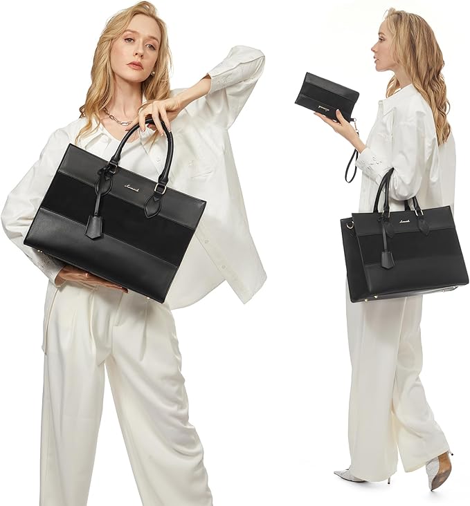 LOVEVOOK Laptop Tote Bag for Women, Work Totes Business Office Computer Briefcase with Clutch Purse