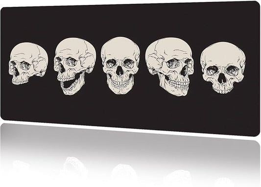 MAYCARI Skull Skeleton Desk Mat Cool Desk Pad Mouse Pad Large Black Gaming Mousepad XXL Laptop Keyboard Desktop Writing Pad for Girls Students 31.5"X15.7"