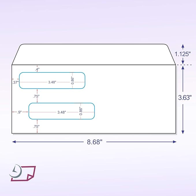 NextDayLabels - Box of 500# 8 Self Seal Double Window Security Check Envelopes