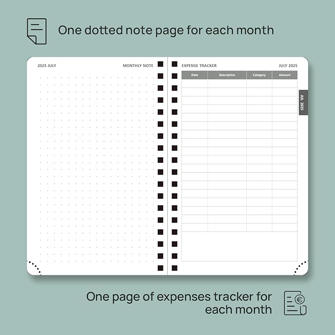POPRUN Monthly Planner 2025-2026 Pocket Size (4" x 6.25") 18 Months Calendar (Jul 2025 - Dec 2026) - 4 Pages per Month with Monthly Expense & Notes, Sunday Start, Leather Cover - Night Sky Blue