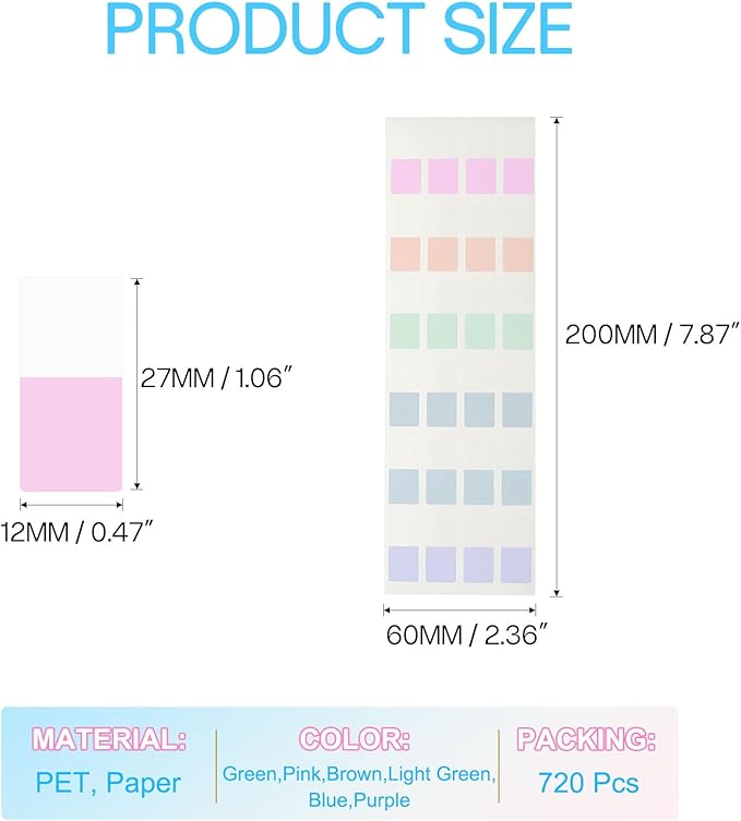 PATIKIL Clear Index Sticky Tabs, 720 Pcs Small Transparent Sticky Notes Bookmarks Planner Stickers Page Tabs for Office Notebooks File Folder Ledger Book, Morandi 6 Colors